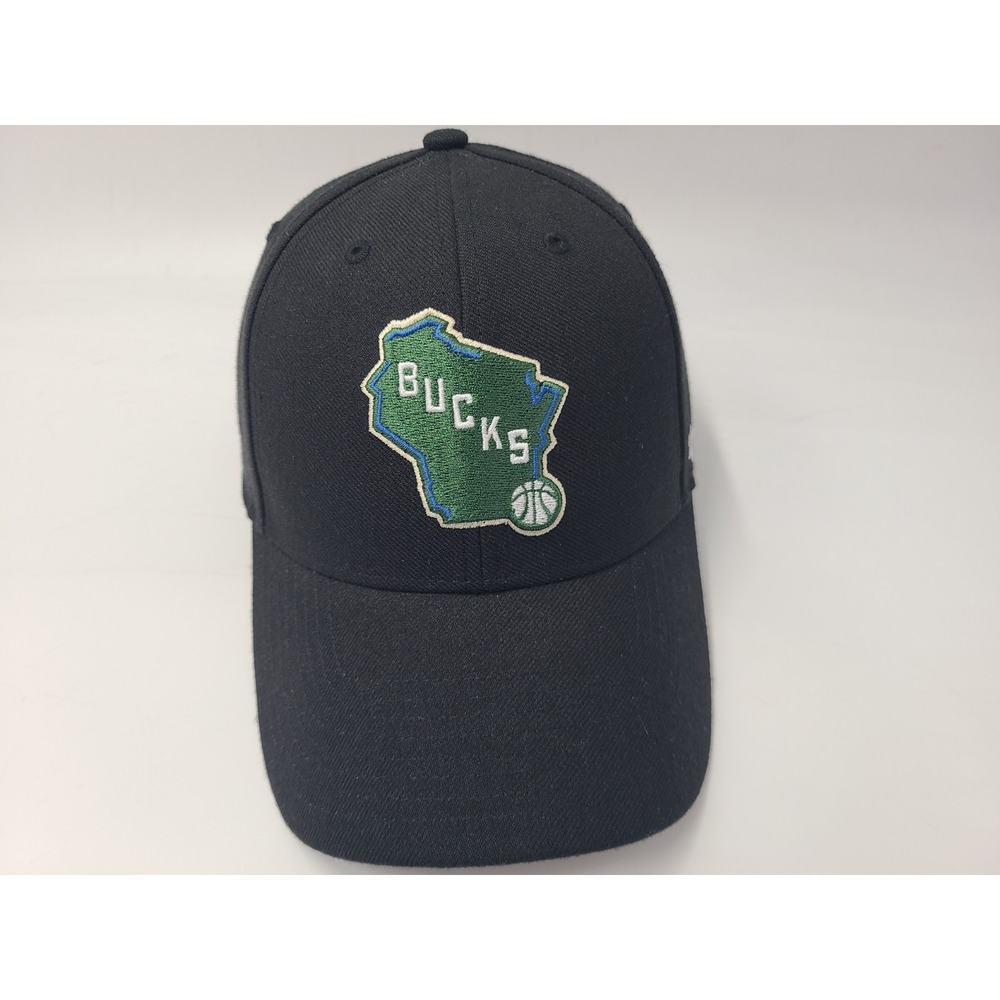 Milwaukee Bucks Wisconsin Logo 47 Brand Adjustable Hat Cap Men Women NBA Black